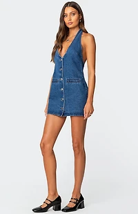 Edikted Destinee Denim Halter Mini Dress