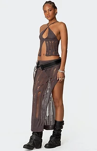Edikted Jaynie Distressed Knit Top