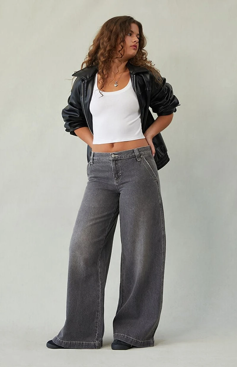Pacsun Sloane Ultra Baggy Jeans Contrast Stitch Gray