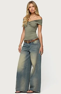 Edikted Twisted Front Off Shoulder Top