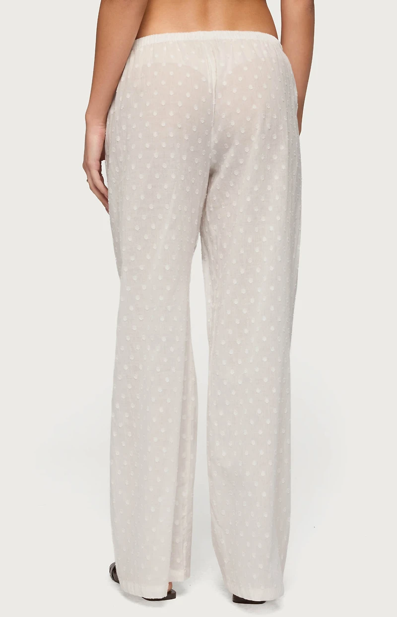 Edikted Embroidered Polka Dot Sheer Cotton Pants