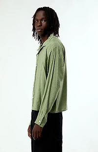 Pacsun Green Striped Boxy Long Sleeve Shirt