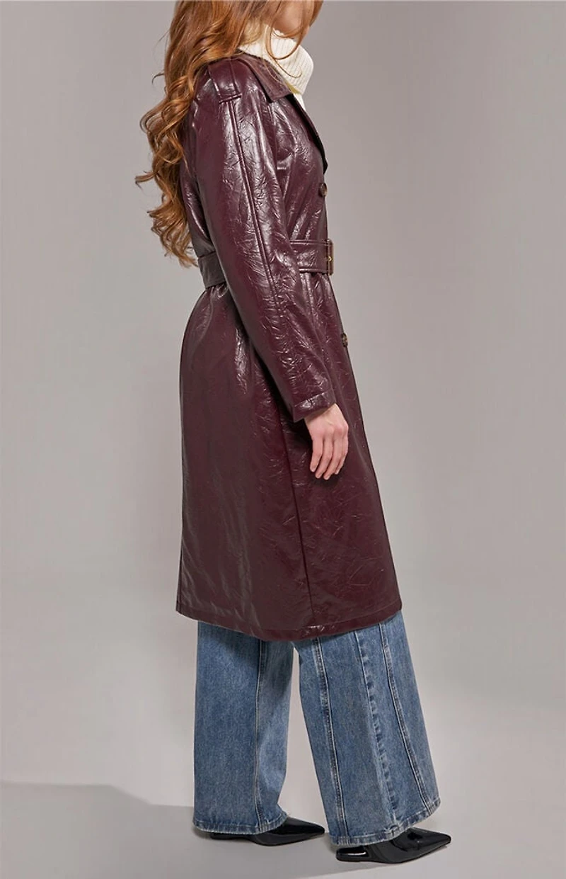 AZALEA WANG Vivenne Merlot Trench Coat