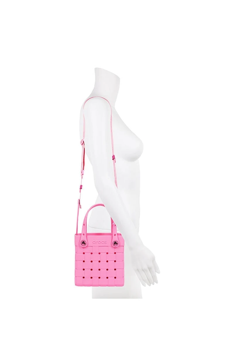 Crocs Pink Small Woven Crossbody Tote Bag