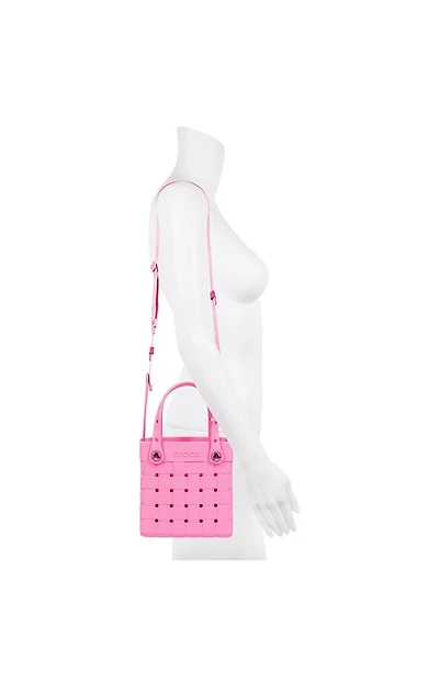 Crocs Pink Small Woven Crossbody Tote Bag