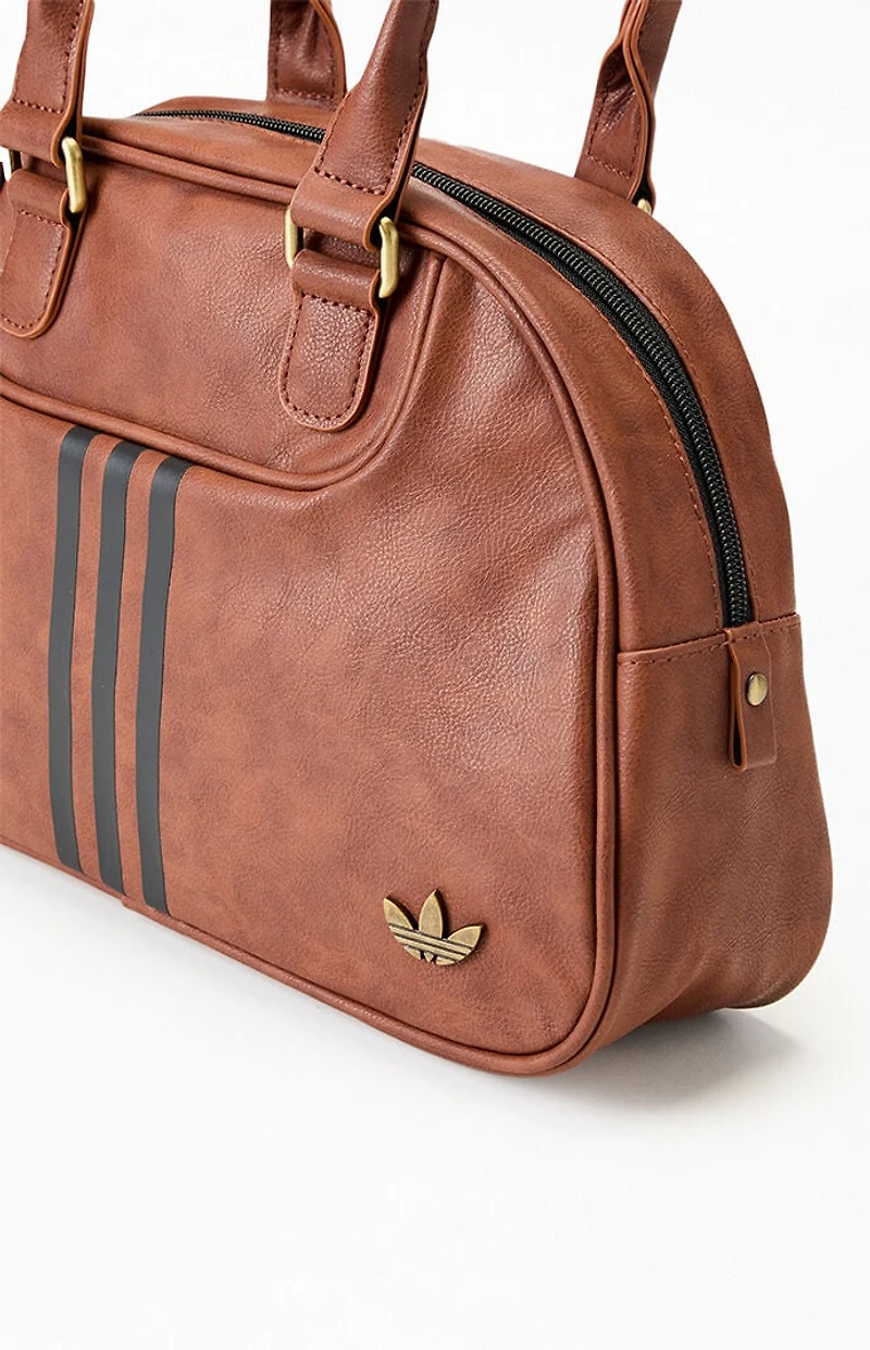 adidas Brown Faux Leather Airliner Shoulder Bag