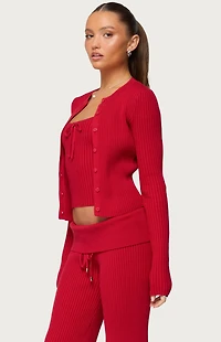 Edikted Adannah Ribbed Knit Button Up Cardigan