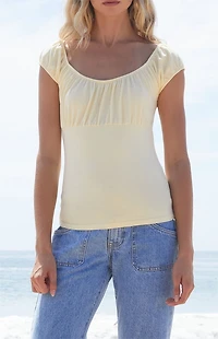 John Galt Yellow Casey Ruched Top