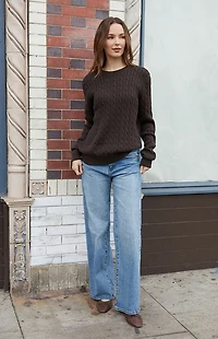 John Galt Brown Cable Knit Sweater