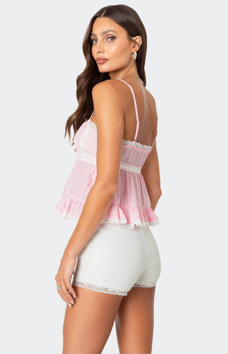 Edikted Lace Trim Babydoll Tank Top