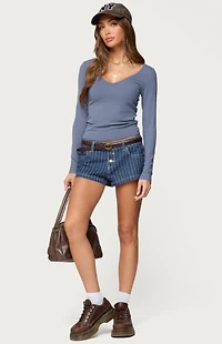 Edikted Moreen Ribbed Long Sleeve T-Shirt