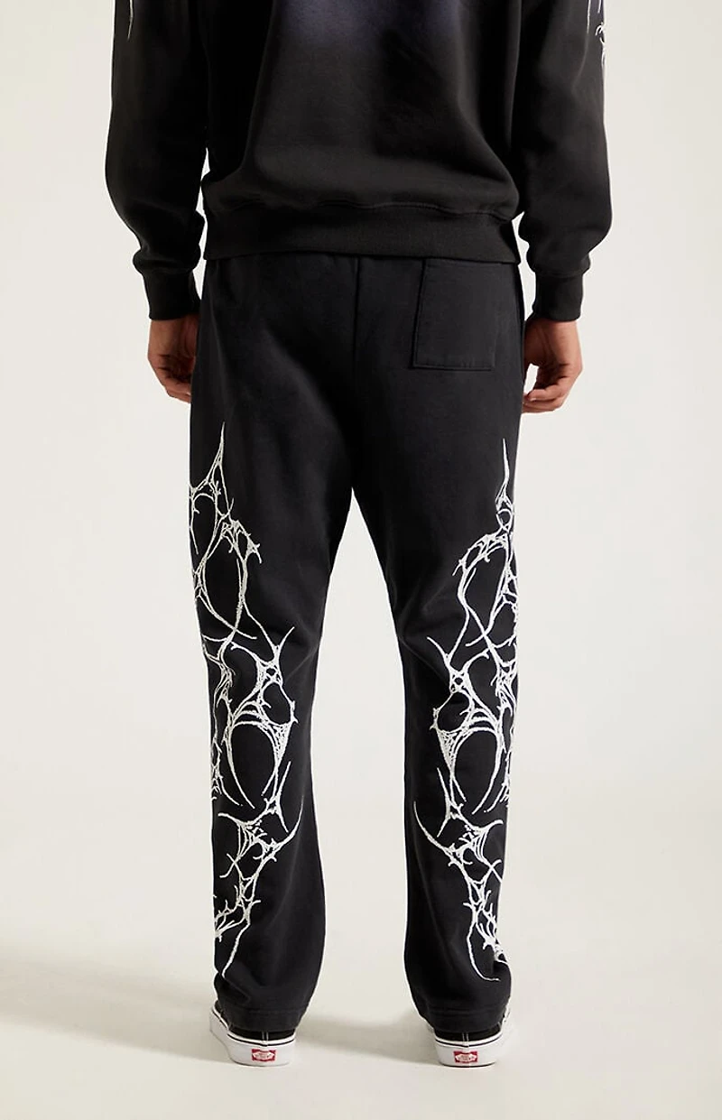 Pacsun Washed Black Graphic Fleece Straight Leg Sweatpants