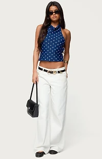Edikted Raiya Polka Dot Backless Halter Top