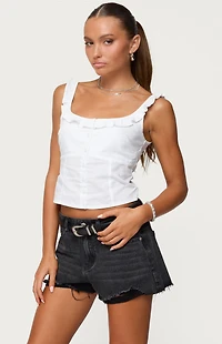 Edikted Noga Ruffle Woven Button Up Top