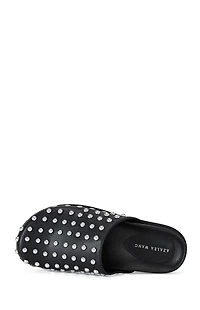 AZALEA WANG Women's Black Faux Leather Studded Traverse Mules