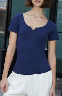 John Galt Navy Zelly Short Sleeve Top