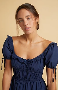 Beverly and Beck Ruby Ruffle Bow Mini Dress