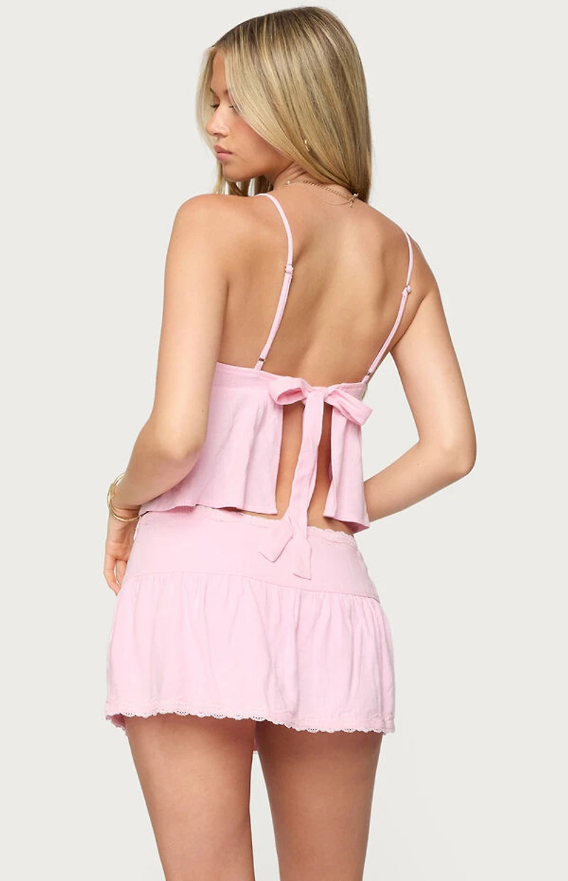 Edikted Selene Lacey Pleated Tank Top