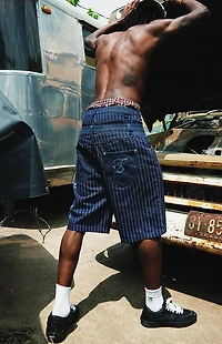 FUTURE SAINT Pinstripe Baggy Denim Shorts