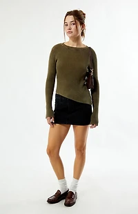 Another Girl Zip Detail Enzyme Wash Sweater