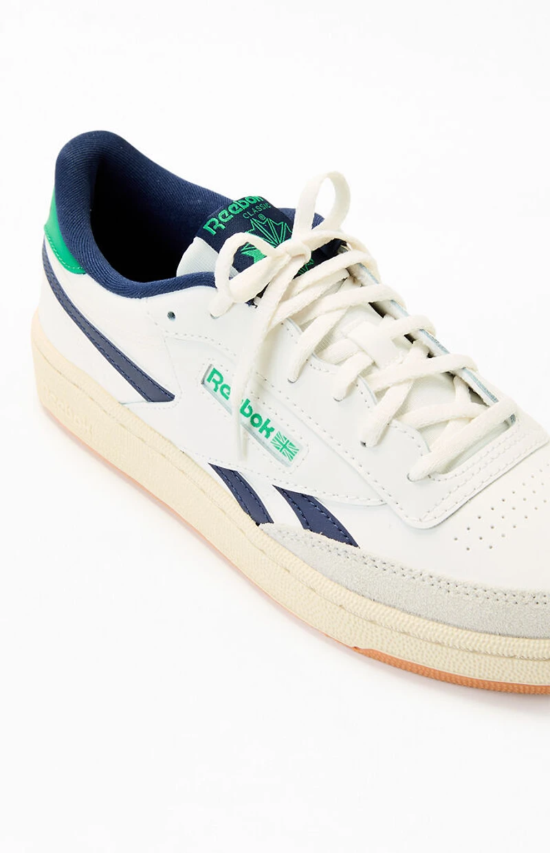 Reebok Kids White & Green Club C Revenge Shoes
