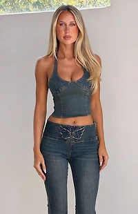 Tiger Mist Riona Denim Halter Top