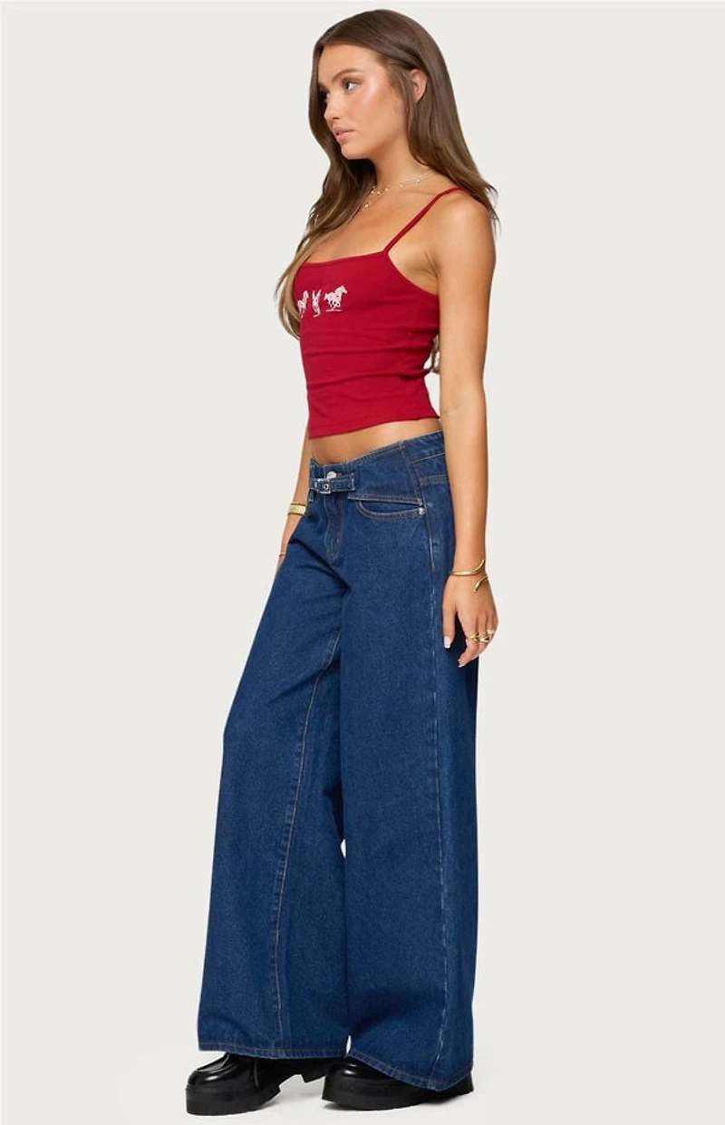 Edikted Edie Belt Detail Low Rise Jeans