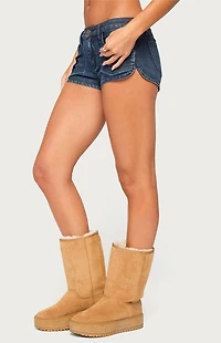 Edikted Janel Washed Denim Micro Shorts