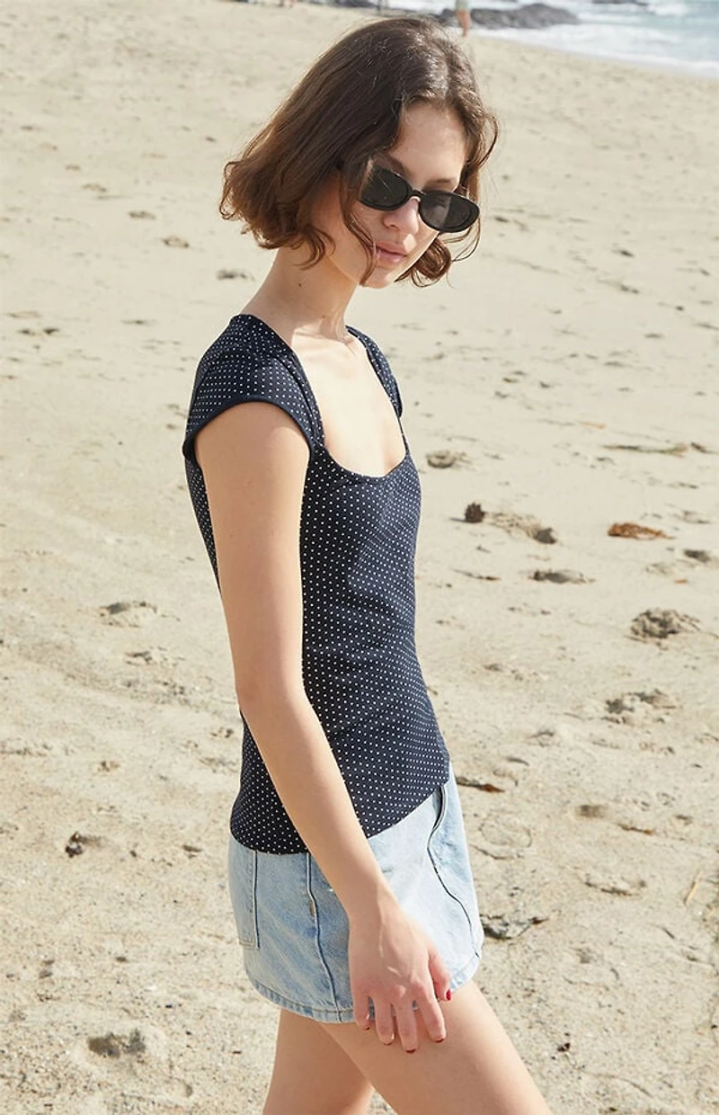 John Galt Black Polka Dot Ella Top