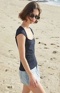 John Galt Black Polka Dot Ella Top