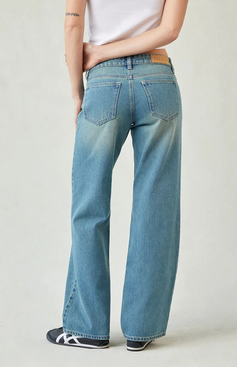Pacsun Zoe Low Rise Girlfriend Jeans Medium Blue Tint
