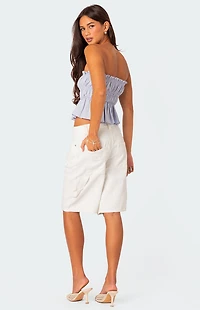 Edikted Low Rise Bermuda Denim Carpenter Shorts