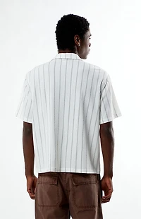 Pacsun White Oversized Striped Camp Shirt