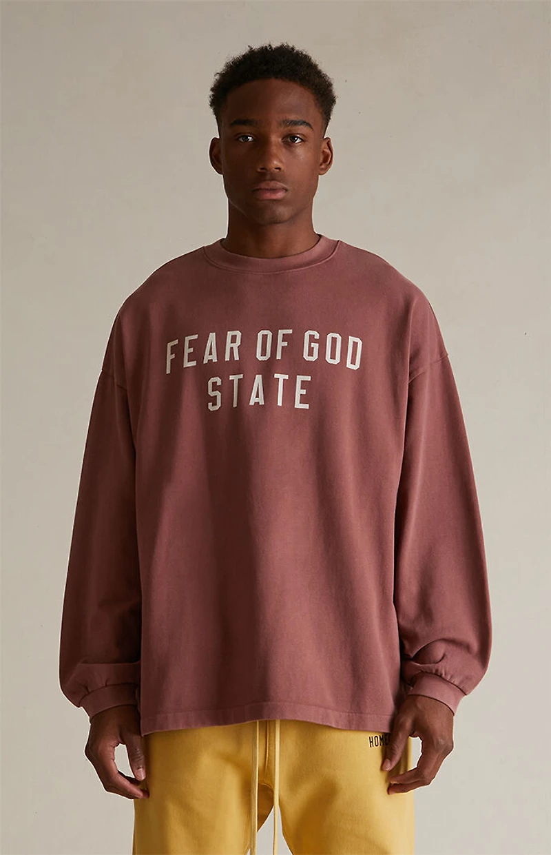 Fear of God ESSENTIALS Crimson Heavy Long Sleeve T-Shirt