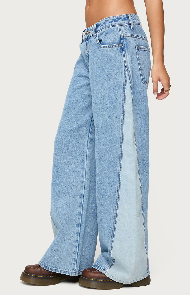 Edikted Genna Contrast Panel Low Rise Jeans
