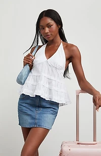 Beverly and Beck Josie Eyelet Halter Tank Top