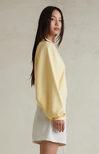Fear of God ESSENTIALS Women's Garden Yellow Fleece Cropped Crew Neck Sweatshirt