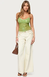 Edikted Azelia Beaded Sheer Chiffon Top