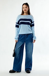 LA Hearts Boat Neck Striped Sweater