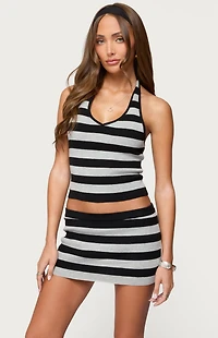 Edikted Kezia Striped Knit Halter Top
