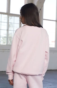 Pacsun Kids Pink Varsity Patch Crew Neck Sweatshirt