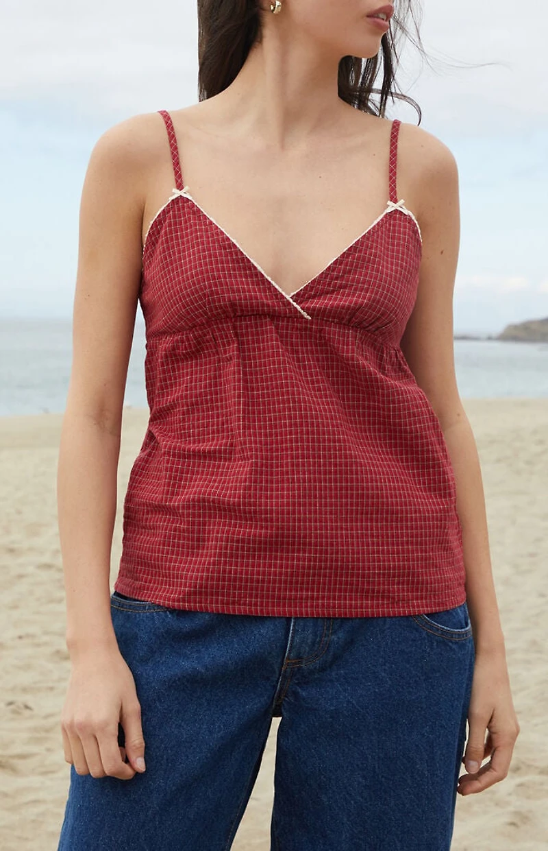 John Galt Red Plaid Edith Tank Top