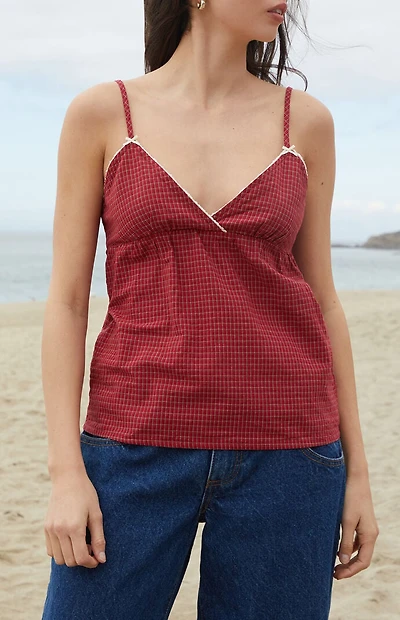 John Galt Red Plaid Edith Tank Top