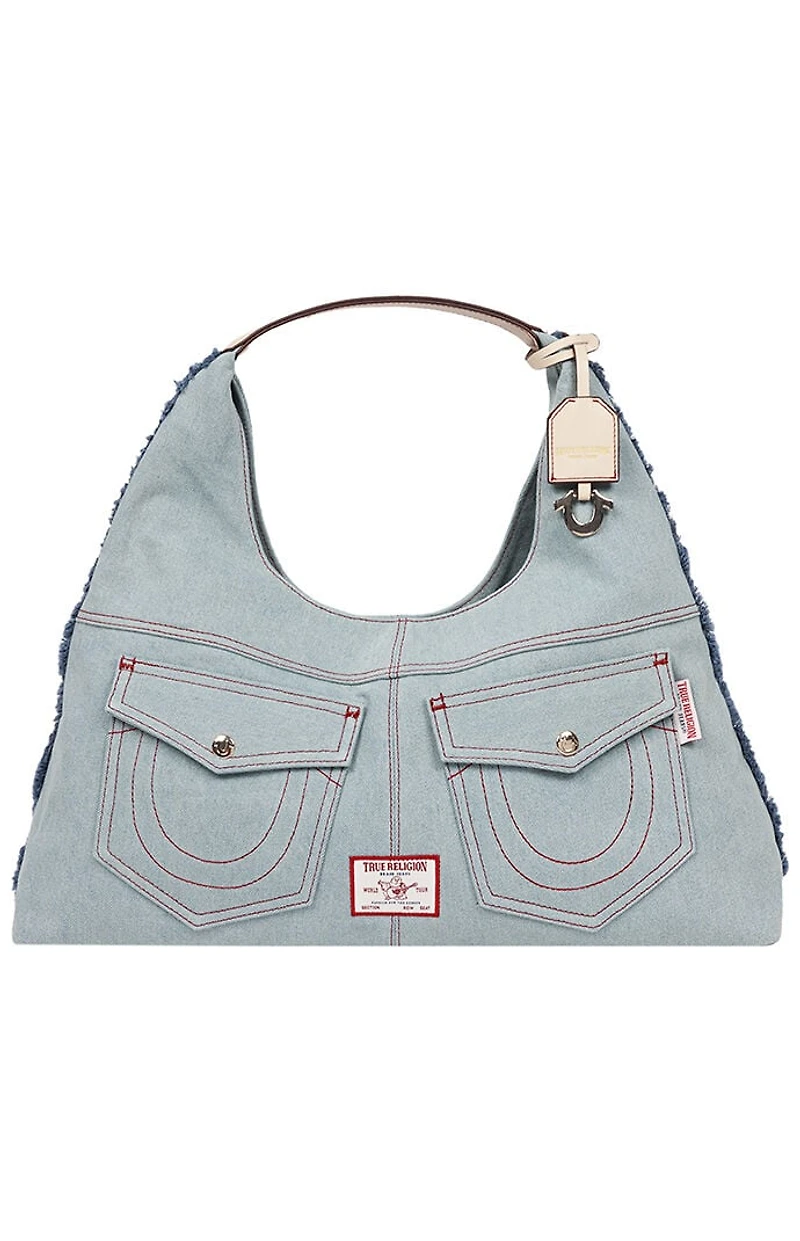 True Religion Arden Contrast Stitch Denim Hobo Bag