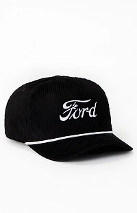 FORD Black Script Corduroy Snapback Hat