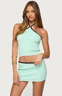 Edikted Aureley Contrast Knit Halter Top