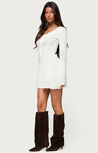 Edikted Shaia Pointelle Knit Mini Dress