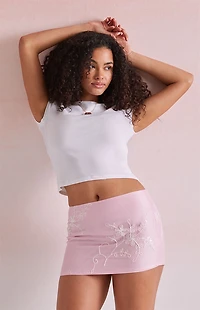Beverly and Beck Embroidered Micro Mini Skirt