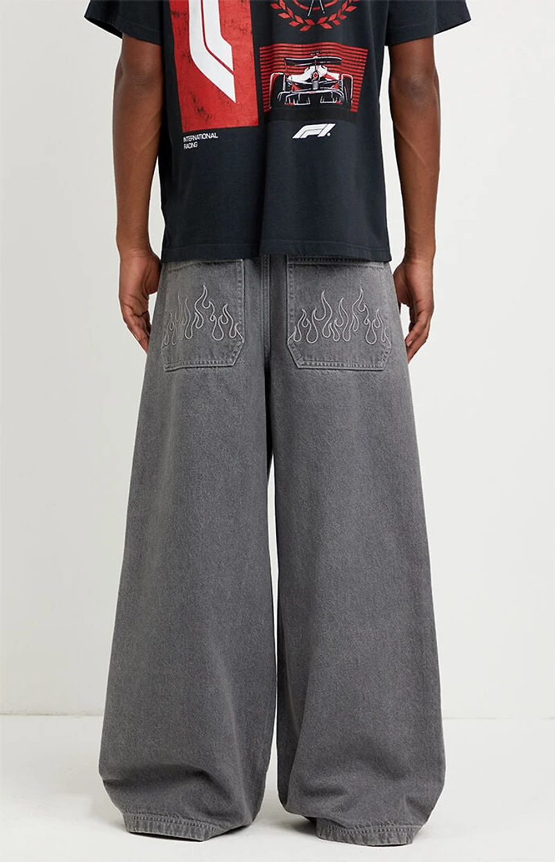 Pacsun Ryder Ultra Baggy Jeans Flames Gray