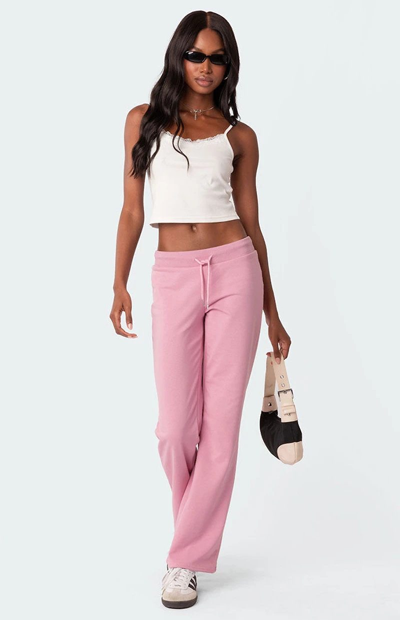 Edikted Lace Trim Ribbed Tank Top